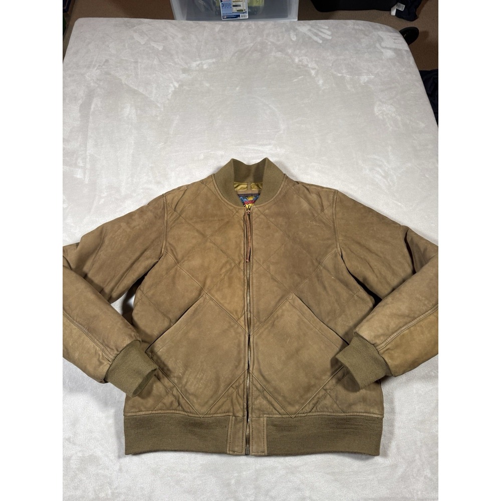 Eddie Bauer Skyliner Bomber Jacket Size Large Brown Premium Goose Down